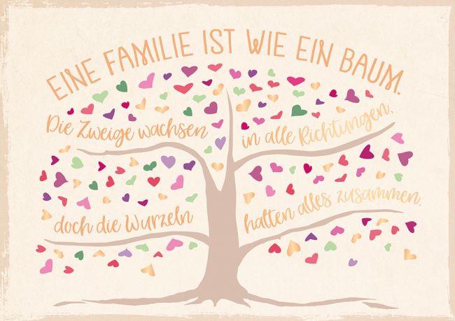 VintageArt Postkarte Großformat Familie - Motiv: Familie ist wie ein Baum