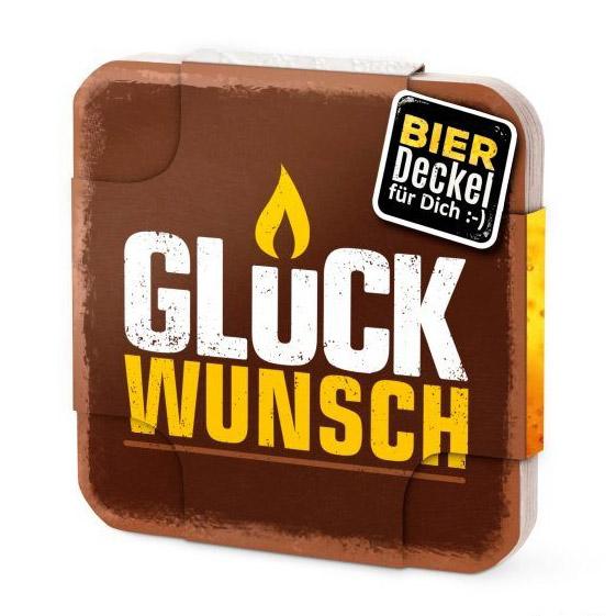 6 Bierdeckel 9x9 Glückwunsch