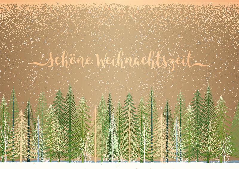 Weihnachtswünsche Doppelkarte Goldveredelung